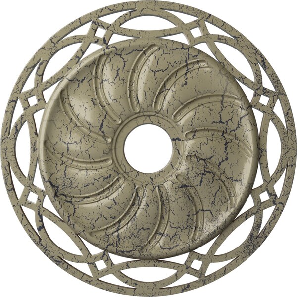 Ekena Millwork Loera Medallion (Canopies up to 6 1/4"), 26 5/8"OD x 4 1/2"ID x 1 3/8"P, Castle Stone Crackle CM26LOCSC - main